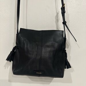 Fossil Black Crossbody Bag with Tassels